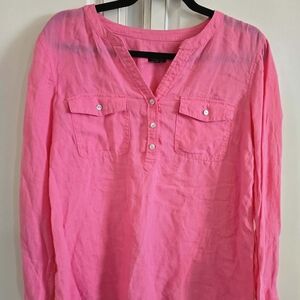 Talbots Bright Pink Blouse with Button Details